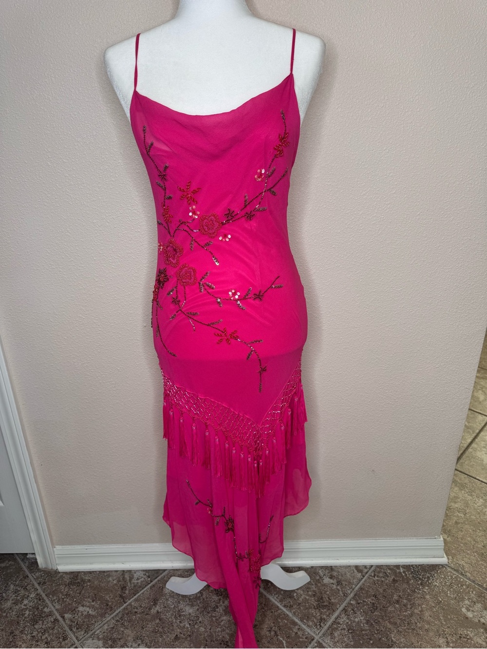 Cache pink fairy silk asymmetric vintage dress size 6 - Picture 4 of 16